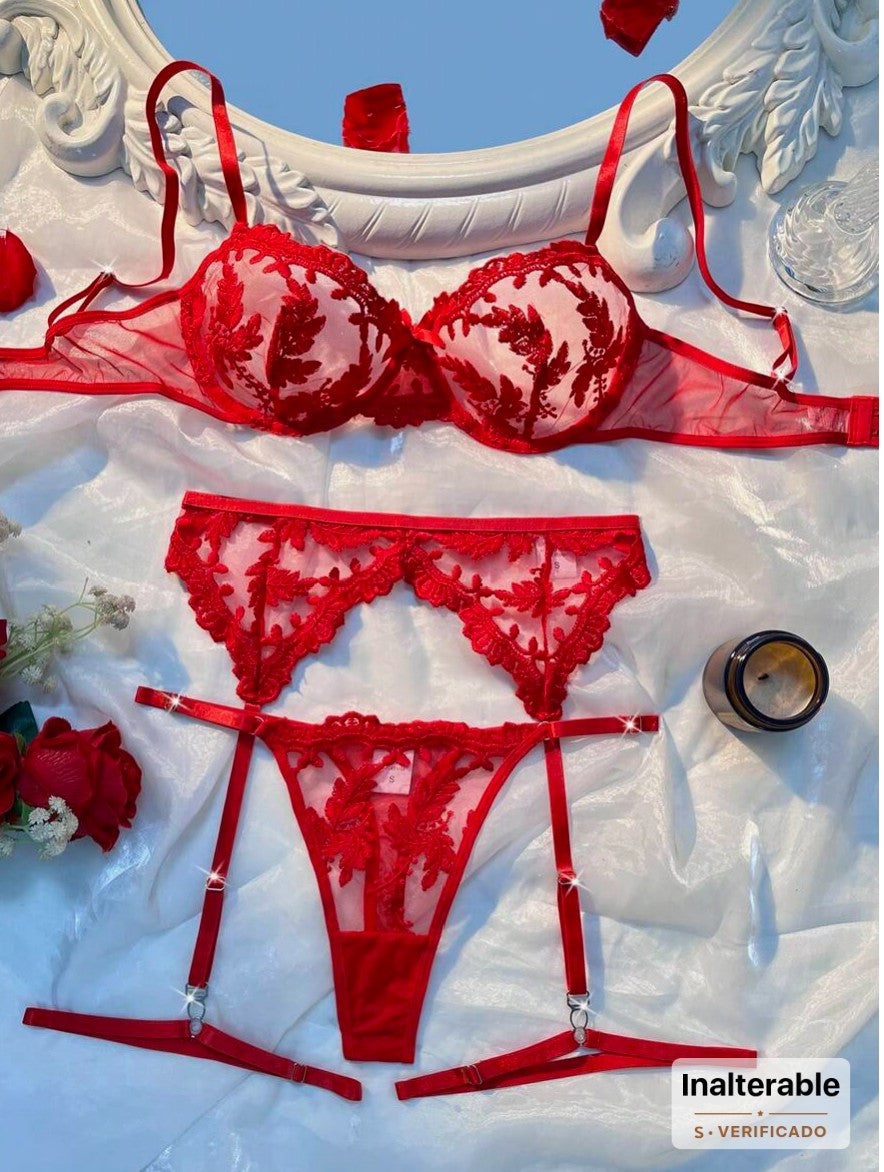 Conjunto Lencería Sexy Mujer 4 Piezas