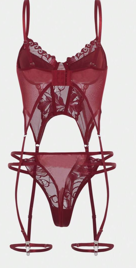 Conjunto de lencería sexy con parches de encaje floral para mujer talla s