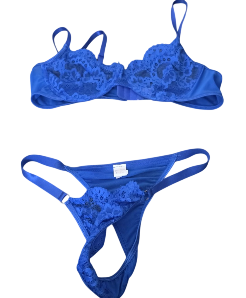 Conjunto Azul Sexy – Sujetador y Calzón Lencería