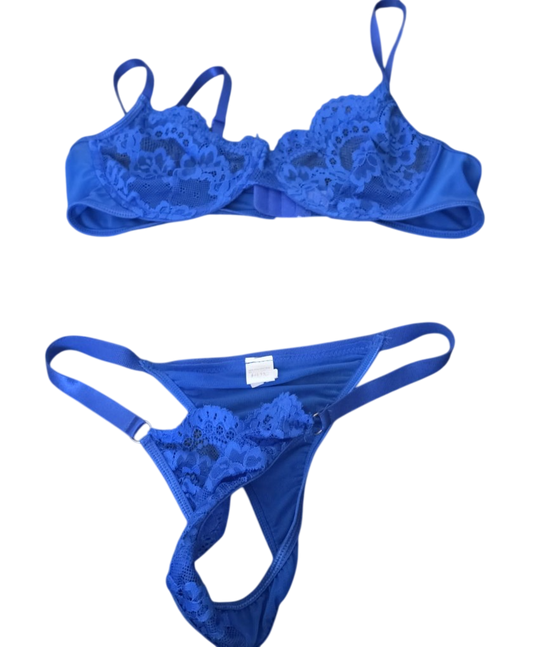 Conjunto Azul Sexy – Sujetador y Calzón Lencería
