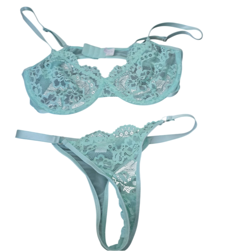 Conjunto Celeste – Lencería Sexy de Encaje Mujer