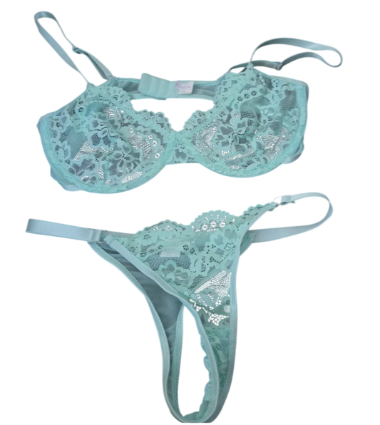 Conjunto Celeste – Lencería Sexy de Encaje Mujer