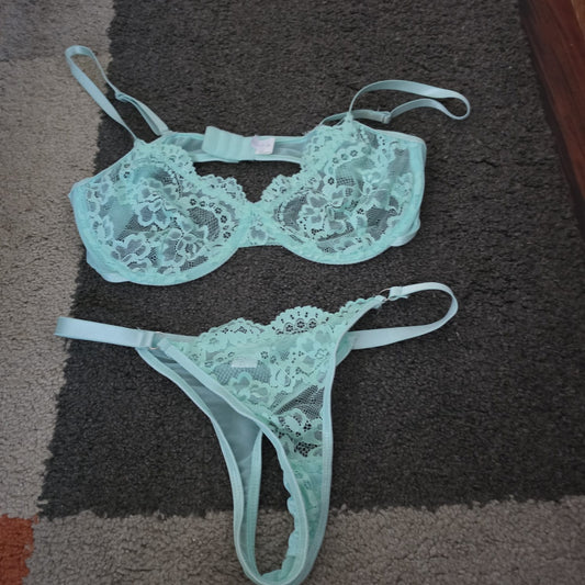 Conjunto Celeste – Lencería Sexy de Encaje Mujer