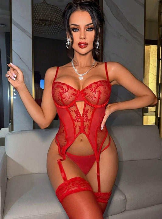 Conjunto Lencería Bordada 2 Piezas Acolchado