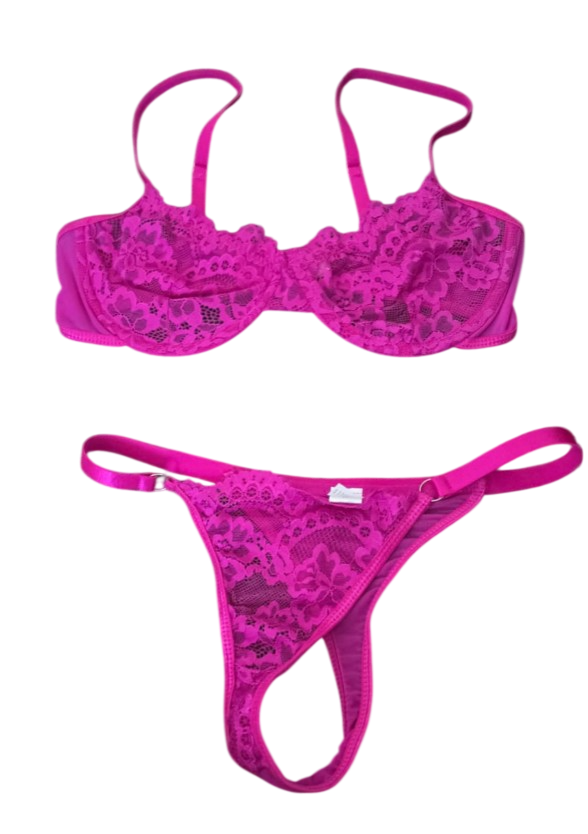 Conjunto Fucsia Sexy – Lencería de Encaje Mujer