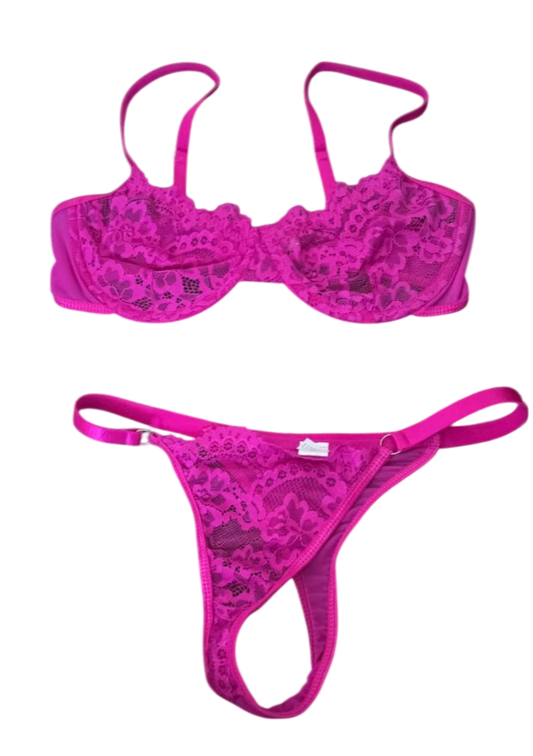 Conjunto Fucsia Sexy – Lencería de Encaje Mujer