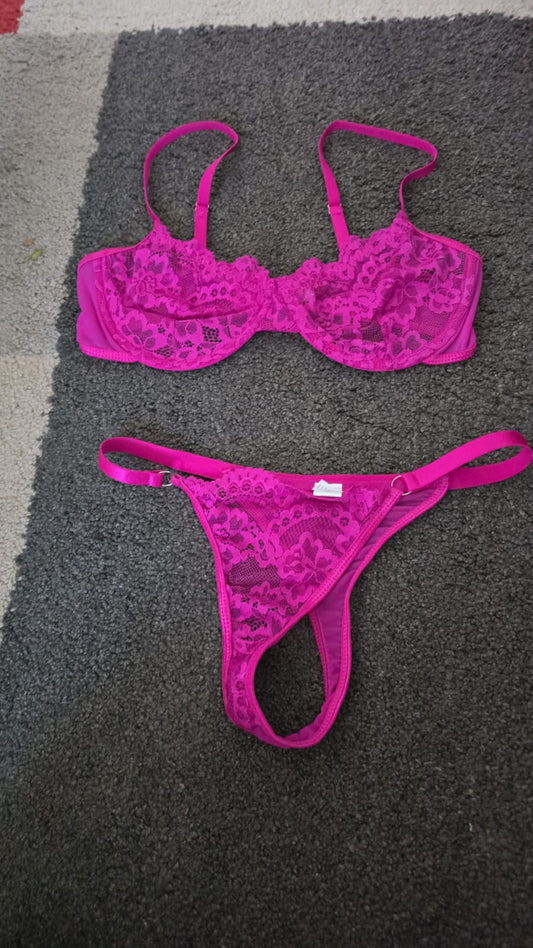 Conjunto Fucsia Sexy – Lencería de Encaje Mujer