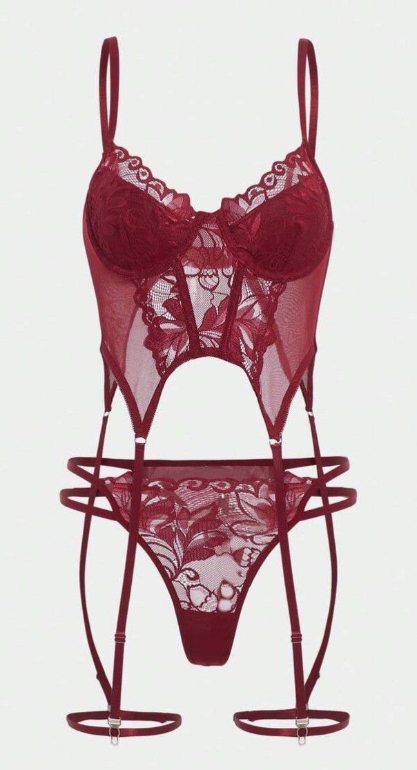 Conjunto Lencería de Encaje Floral