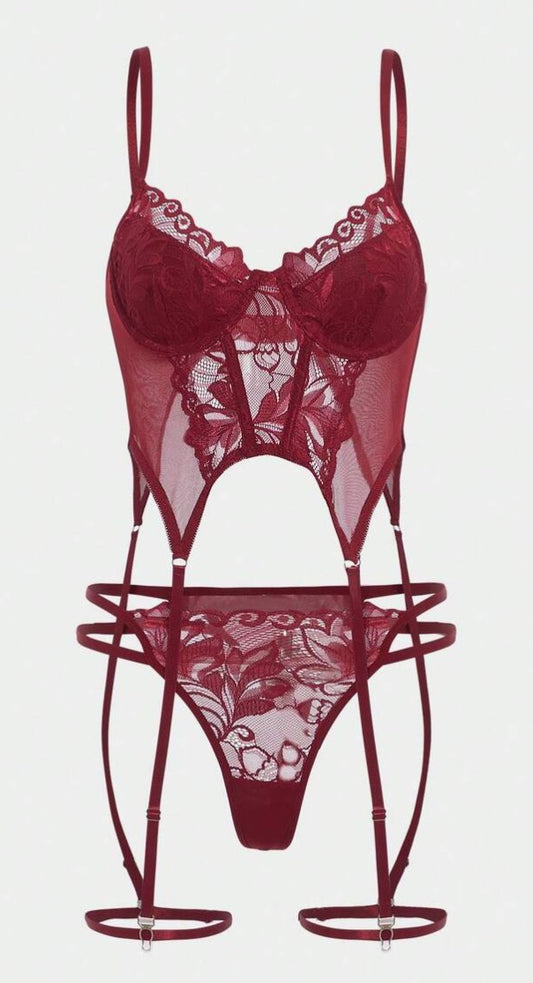 Conjunto Lencería de Encaje Floral