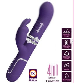 Vibrador Conejo con Empuje y Perlas Vibratorias Giratorias